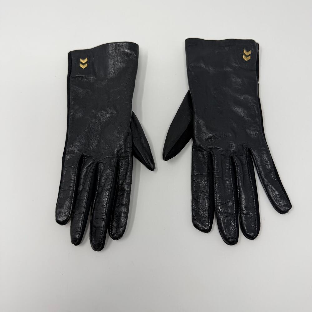 Vintage Aris Isotoner Black Leather Dress Gloves OS